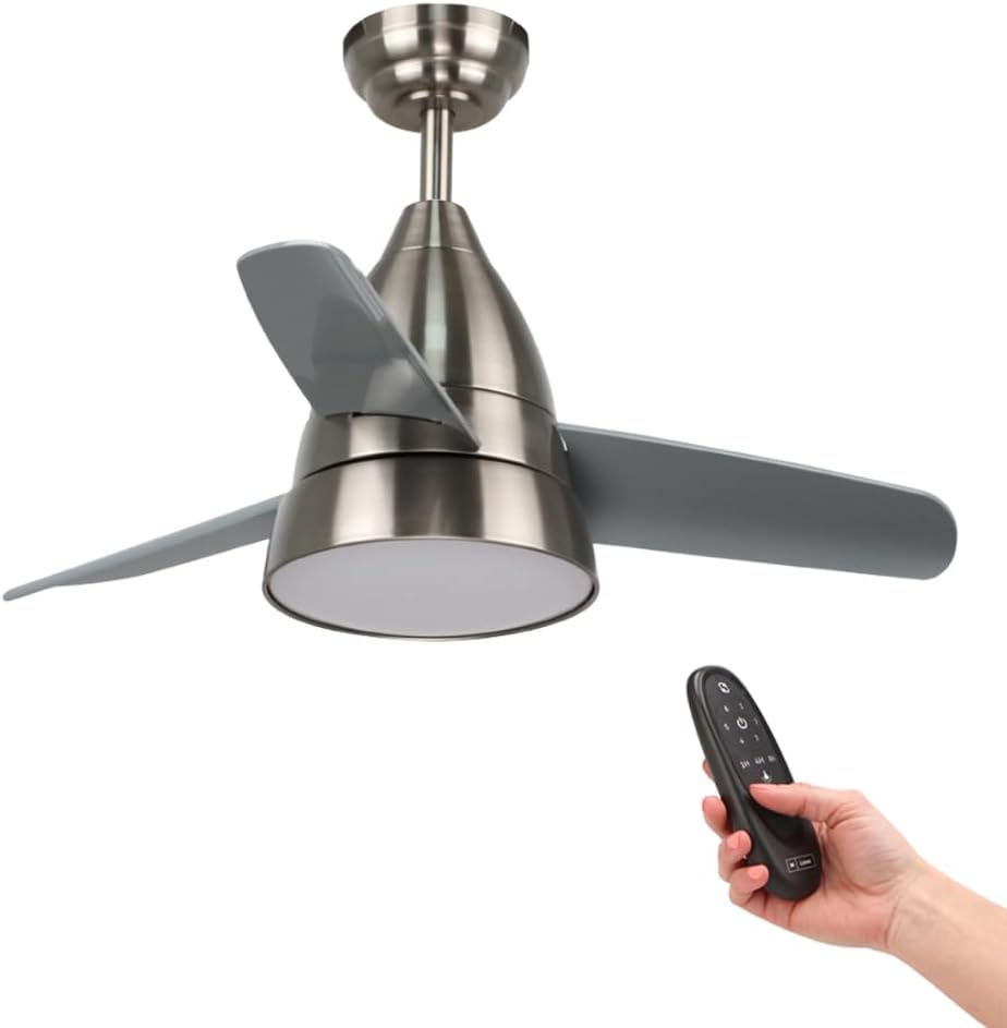 M Ledme - Ventilatore a Soffitto Led Silence 54W Nichel