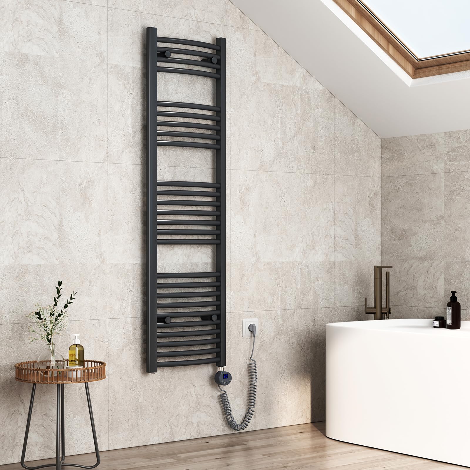 EMKE Scaldasalviette Elettrico da Bagno 140x40cm, Antracite