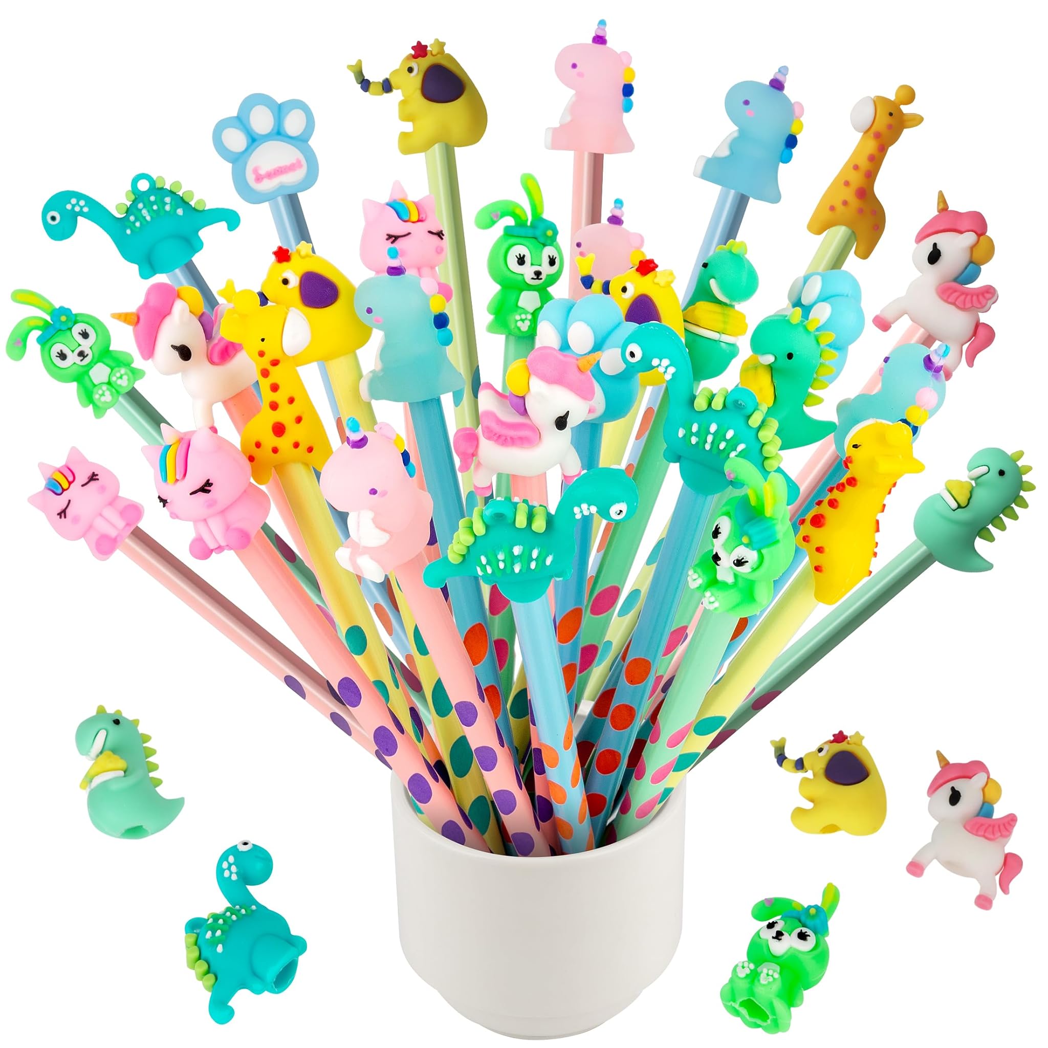 Yuechen 30 Matite Gadget Compleanno Bambini con Topper Animale