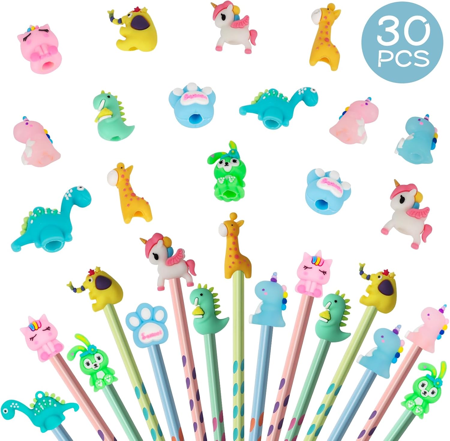 Yuechen 30 Matite Gadget Compleanno Bambini con Topper Animale - immagine 2