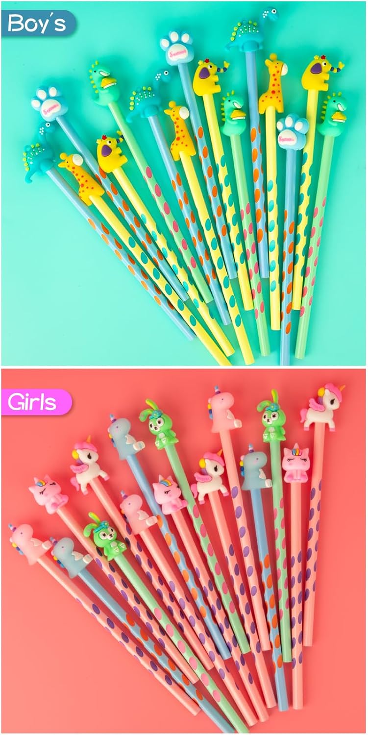 Yuechen 30 Matite Gadget Compleanno Bambini con Topper Animale - immagine 3