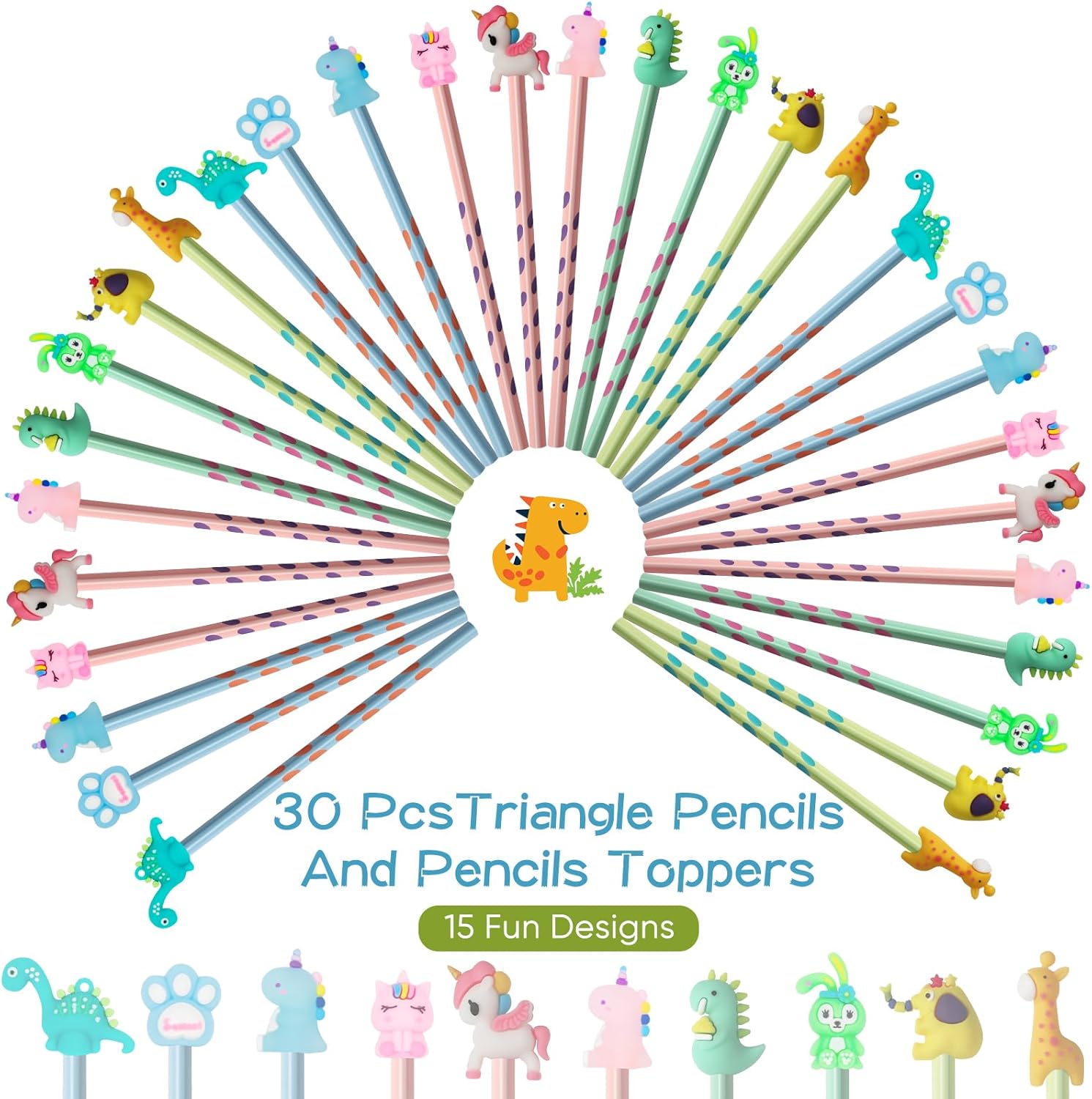 Yuechen 30 Matite Gadget Compleanno Bambini con Topper Animale - immagine 8