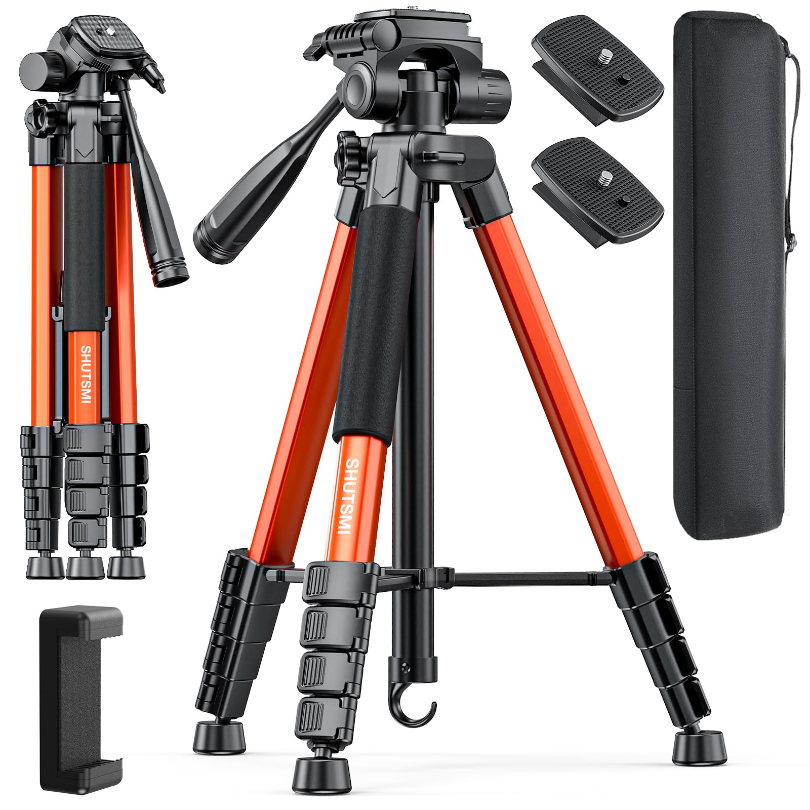 Shutsmi Treppiede per Fotocamera 184cm, Arancione