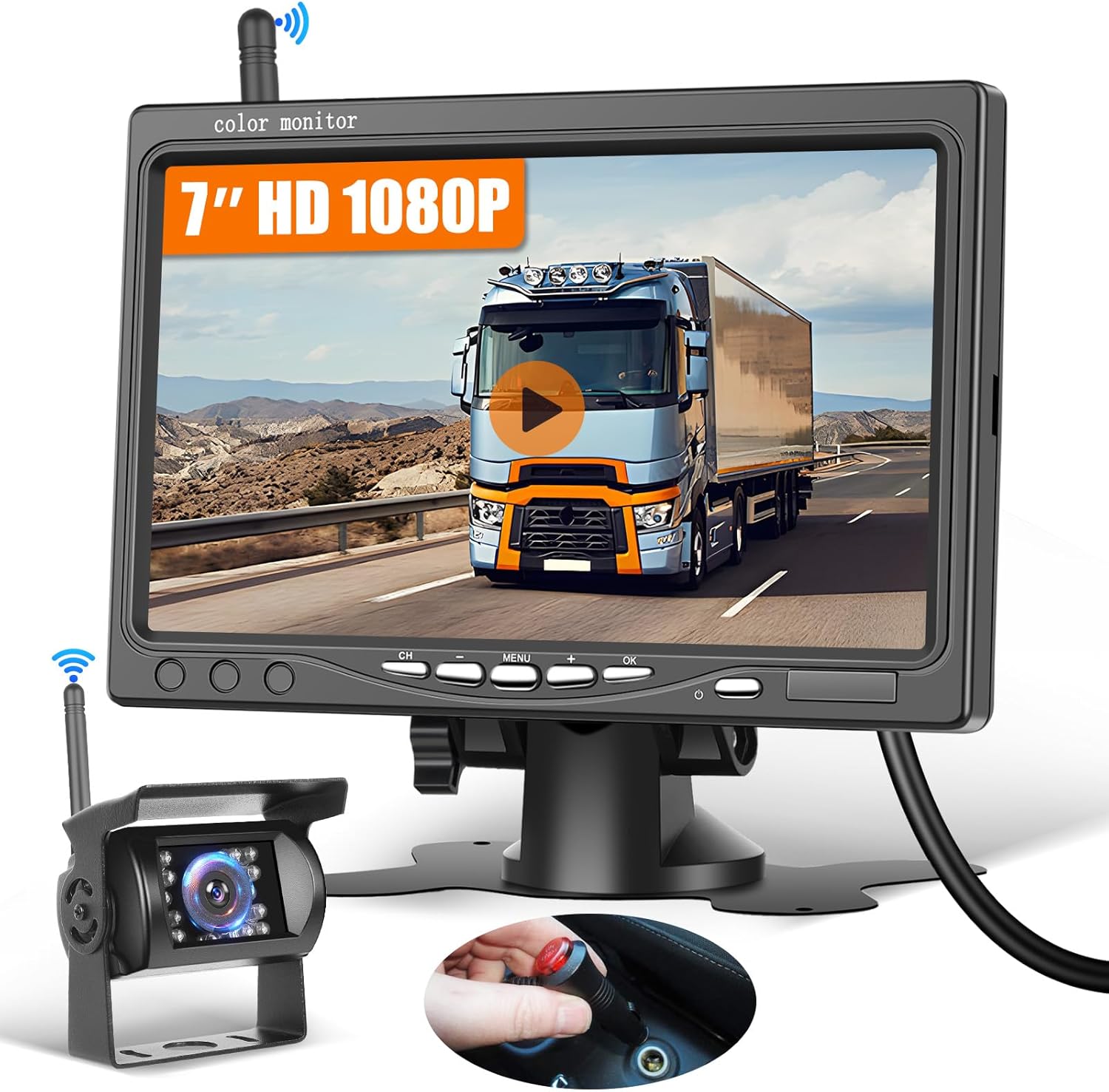 Wireless Retrocamera per Auto con Monitor LCD 7 Pollici - immagine 1