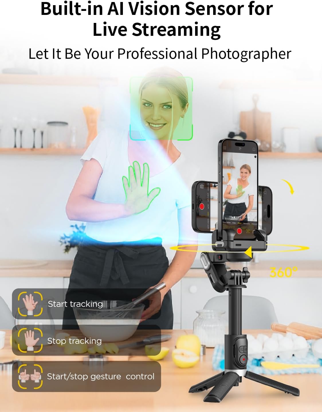 Aochuan Stabilizzatore Cardanico Smartphone 4 in 1 - immagine 2