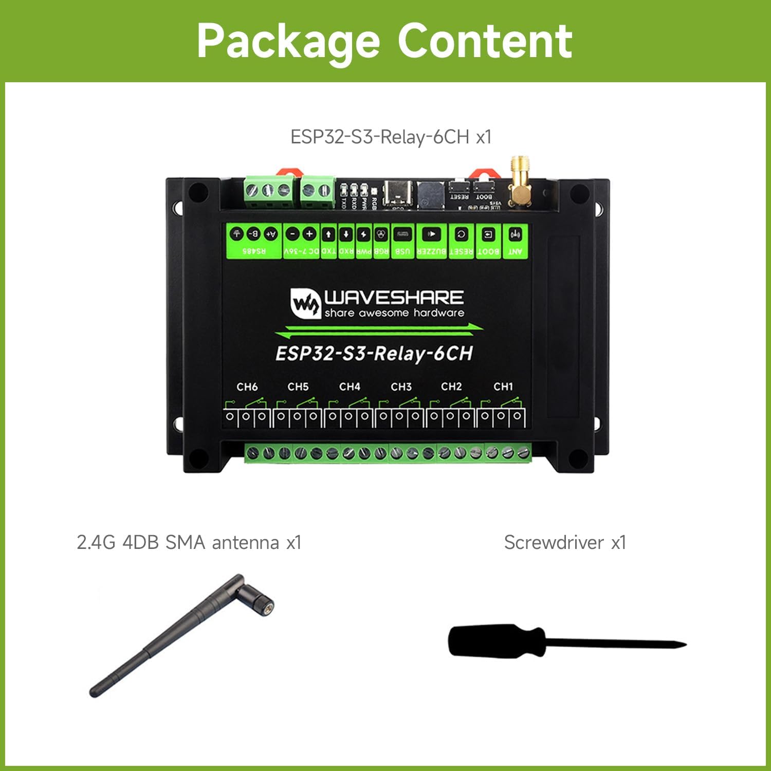 Waveshare Modulo Relay Industriale ESP32-S3 WiFi 6 Canali - immagine 2