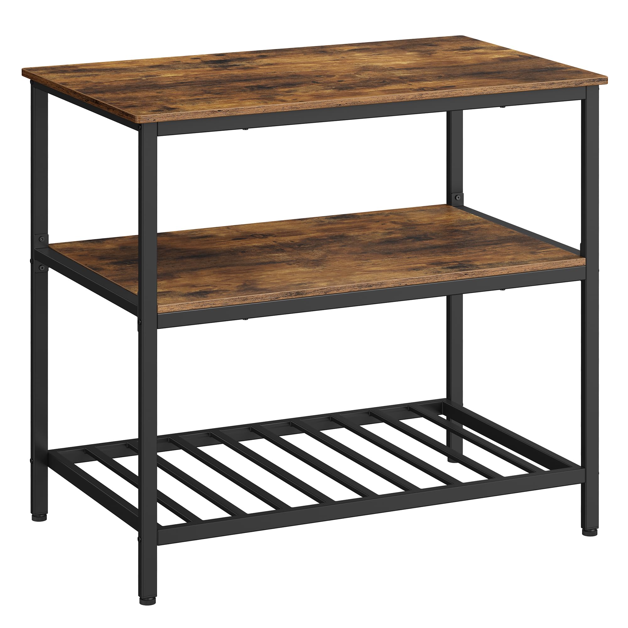 Vasagle Isola Cucina Industriale 100x90cm, Marrone/Nero