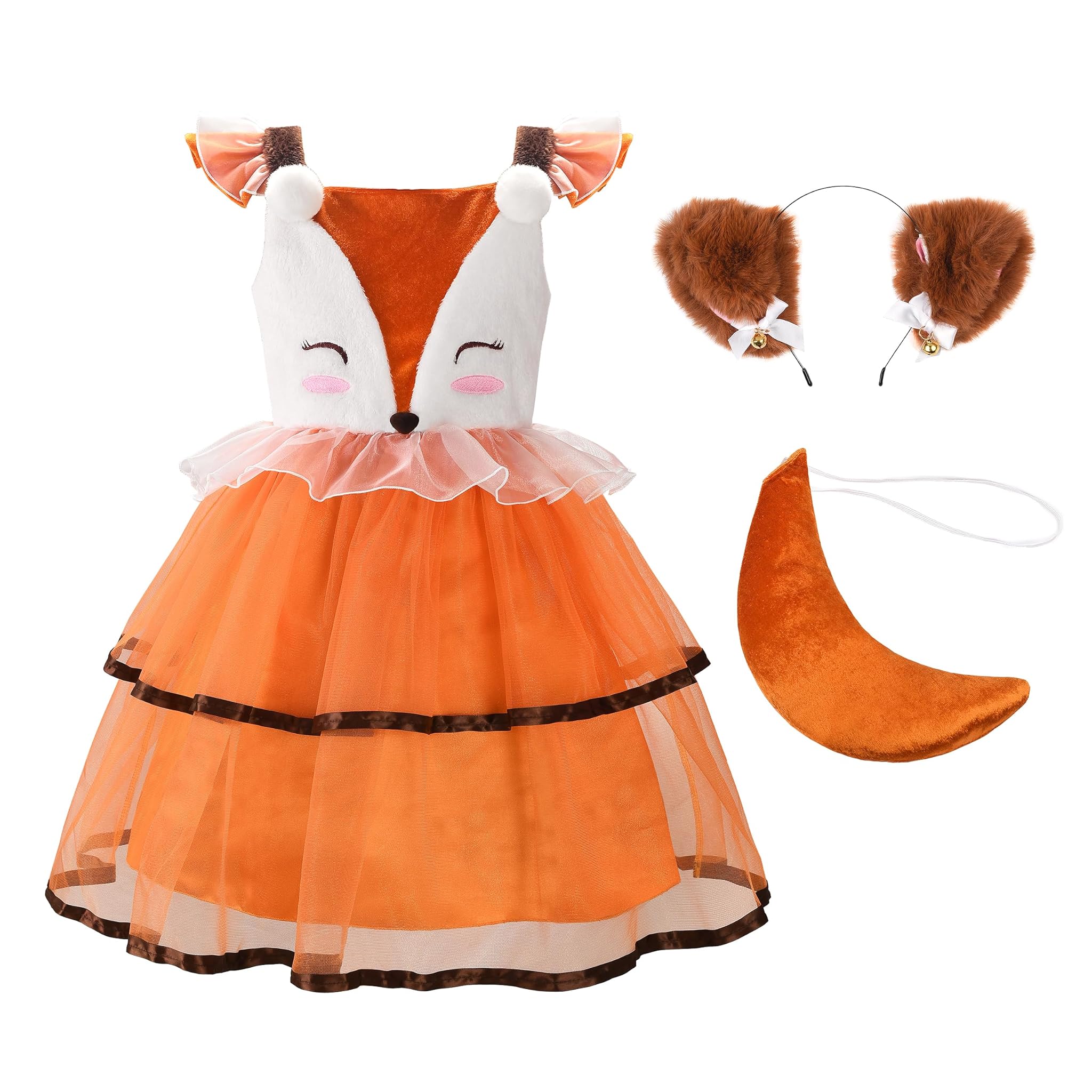 ReliBeauty Costume Volpe Bambina 3-12 Anni