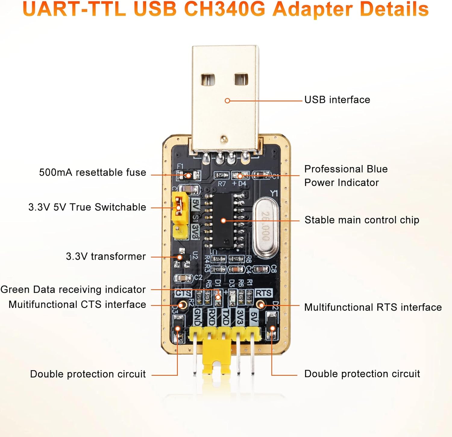 3 Adattatori USB UART-TTL CH340G con Convertitore - immagine 4