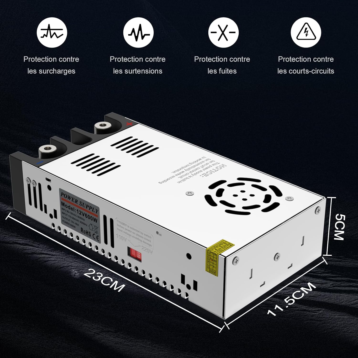 Imaycc Alimentatore Switching 12V 50A 600W - immagine 5