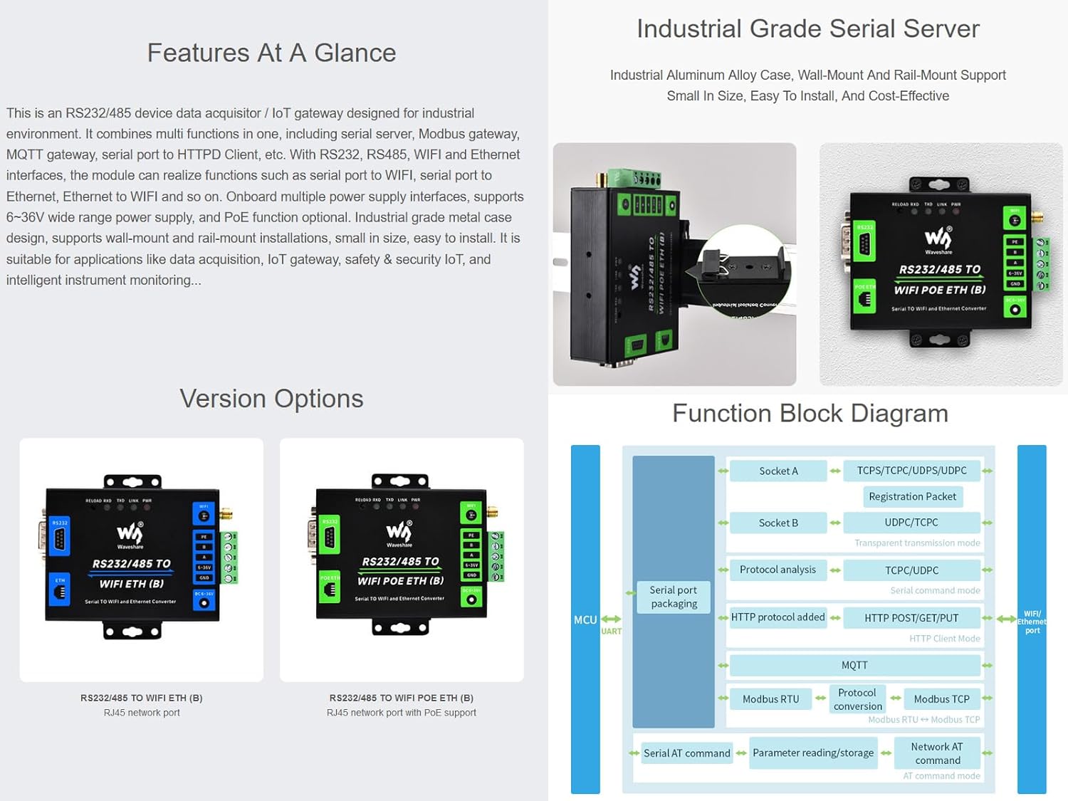 Server Seriale RS232/485 a WiFi Ethernet Convertitore - immagine 3