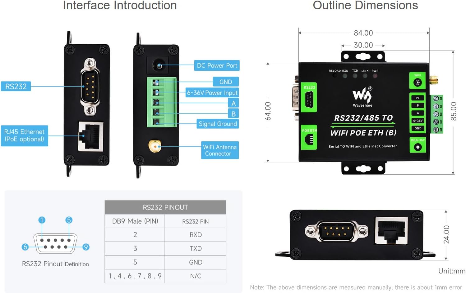 Server Seriale RS232/485 a WiFi Ethernet Convertitore - immagine 7