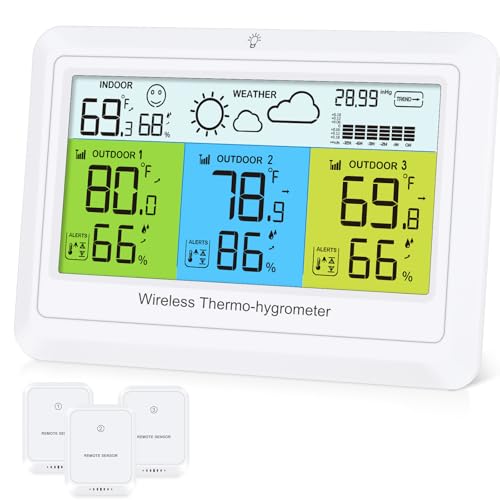 Stazione Meteo Radio con 3 Sensori Esterni, Bianco