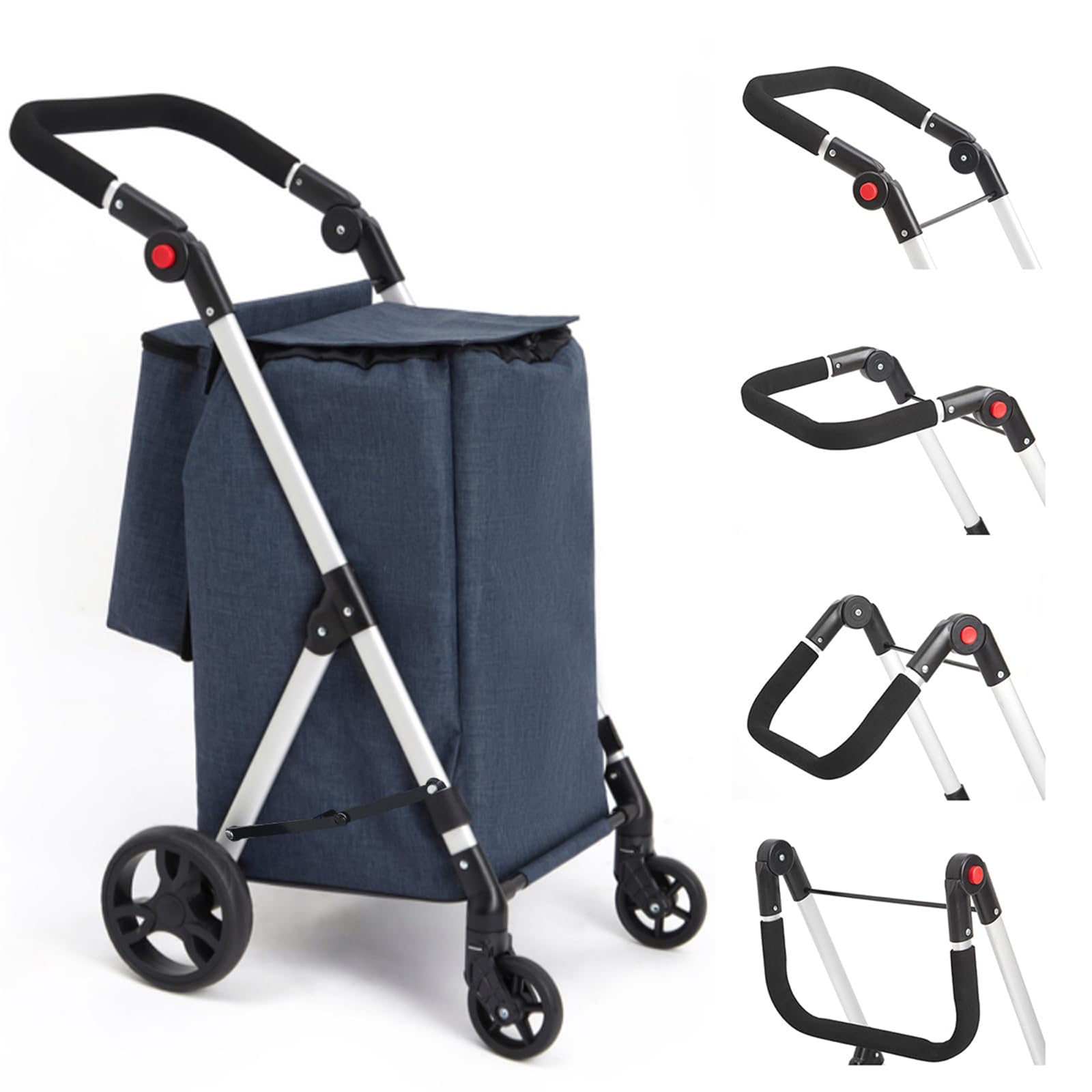 Leuya Abc Carrello della Spesa 4 Ruote 46L, Blu