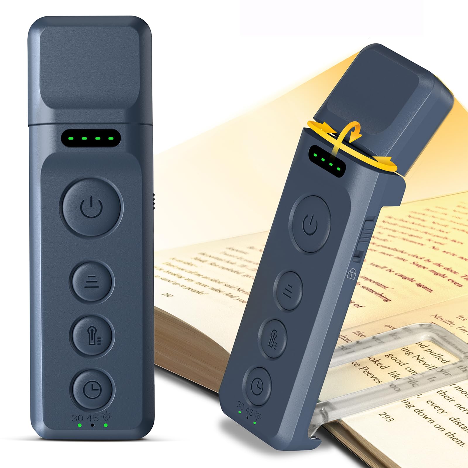 Glocusent Luce per Libri Ricaricabile USB (Blu navy-Pro)