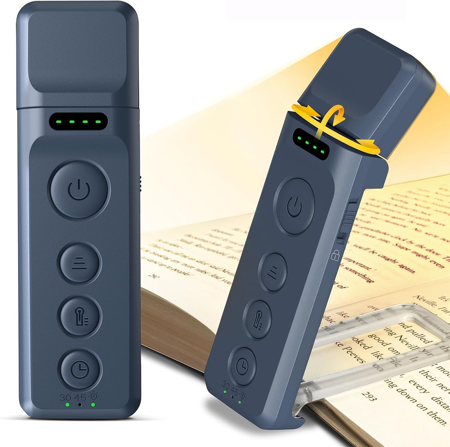 Glocusent Luce per Libri Ricaricabile USB (Blu navy-Pro) - immagine 1