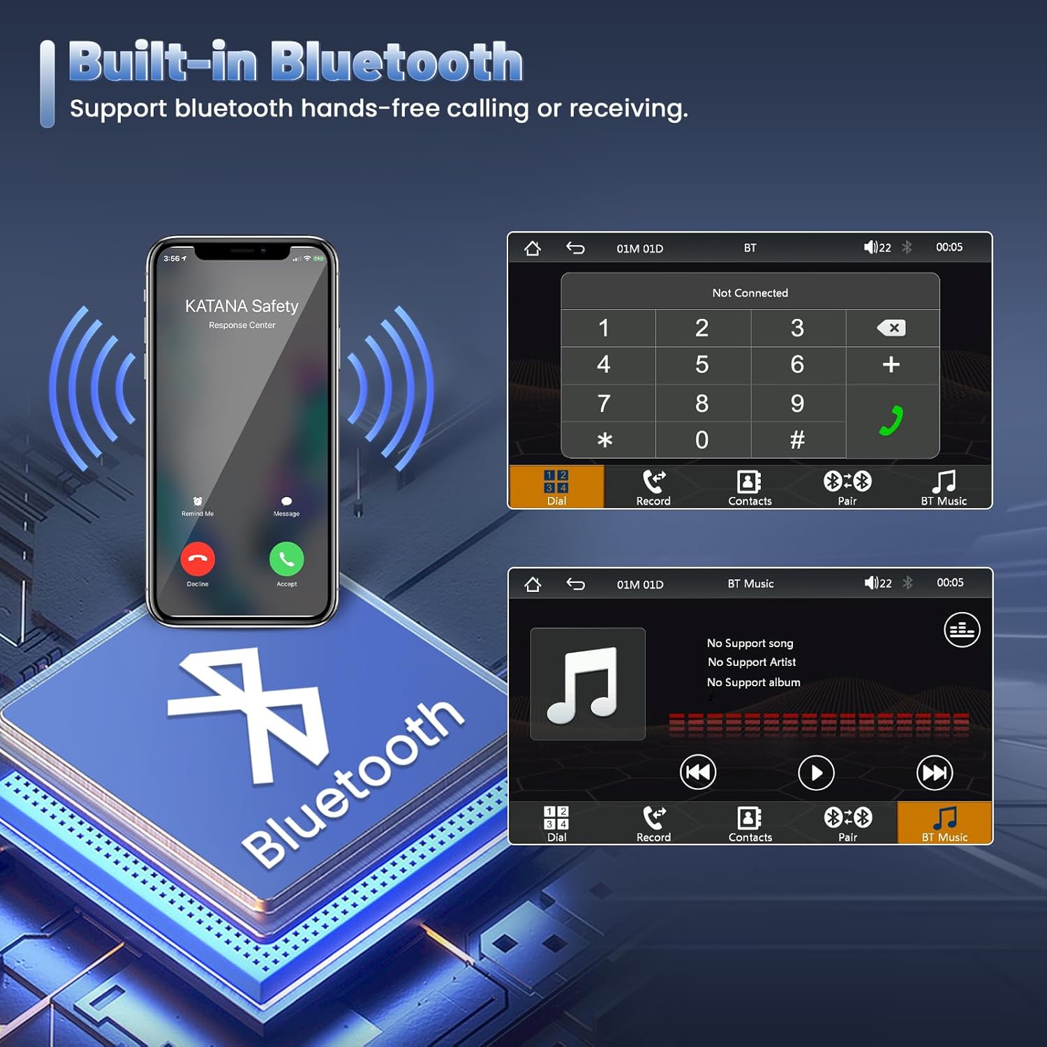 Autoradio Bluetooth 2 Din 7 Pollici Touchscreen con Telecamera - immagine 4