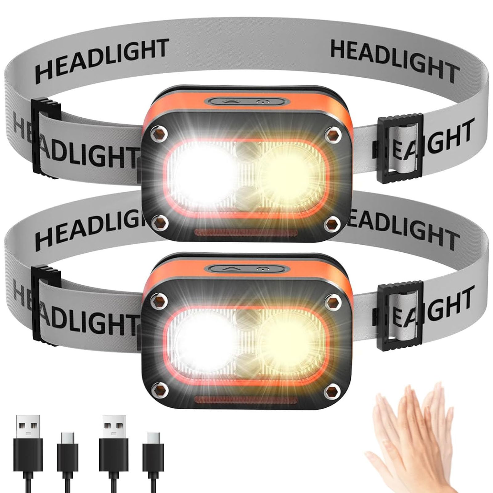 Chasinglee Torcia Frontale LED 3000 Lumen (2 Pezzi)