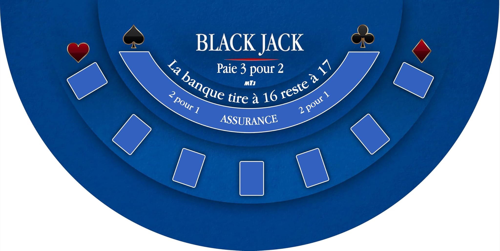 MTJ Tappeto da casinò Black Jack 140 x 70 cm, in neoprene jersey - Made in France (blu)
