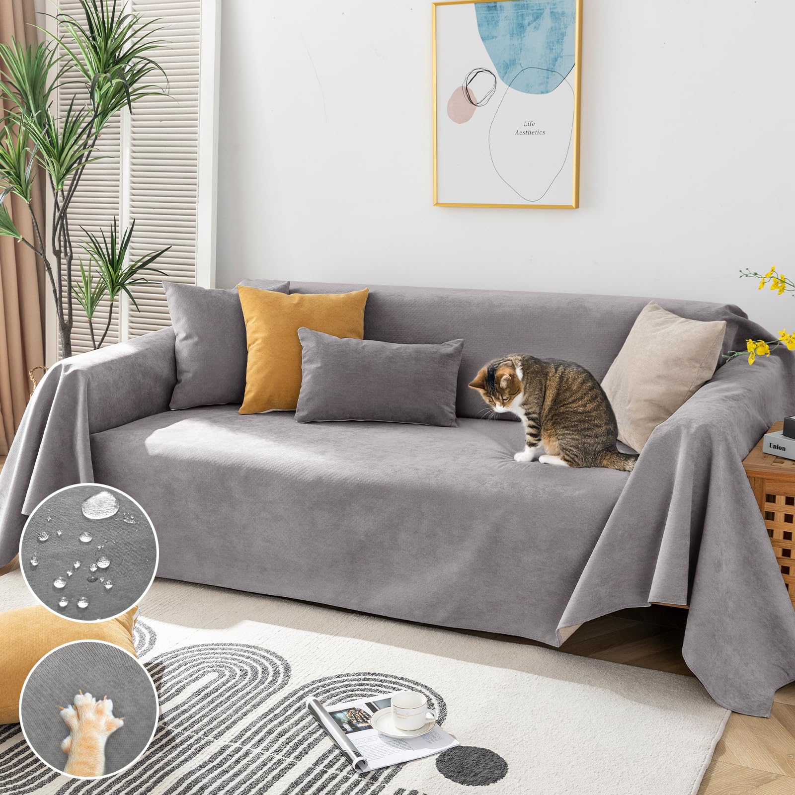 Royhom Copridivano Antigraffio Gatto 2 Posti, Giallo