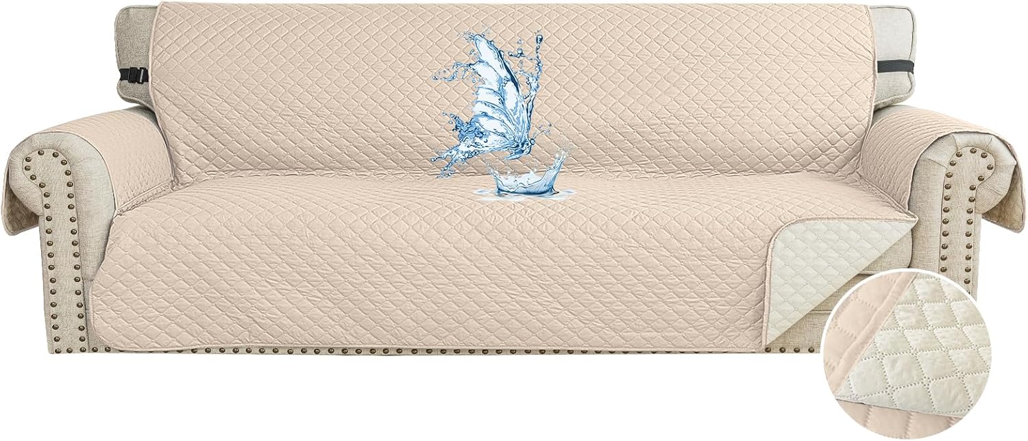 CYCMACO Copridivano 4 Posti Impermeabile con Braccioli, Beige