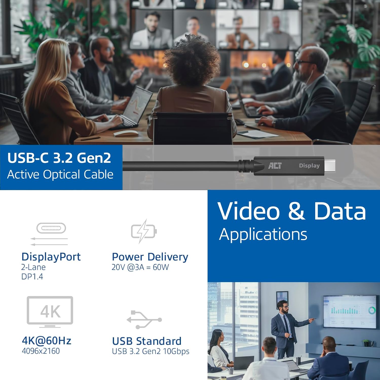 Act USB C Active Optical Cable (AOC) 5m - immagine 3