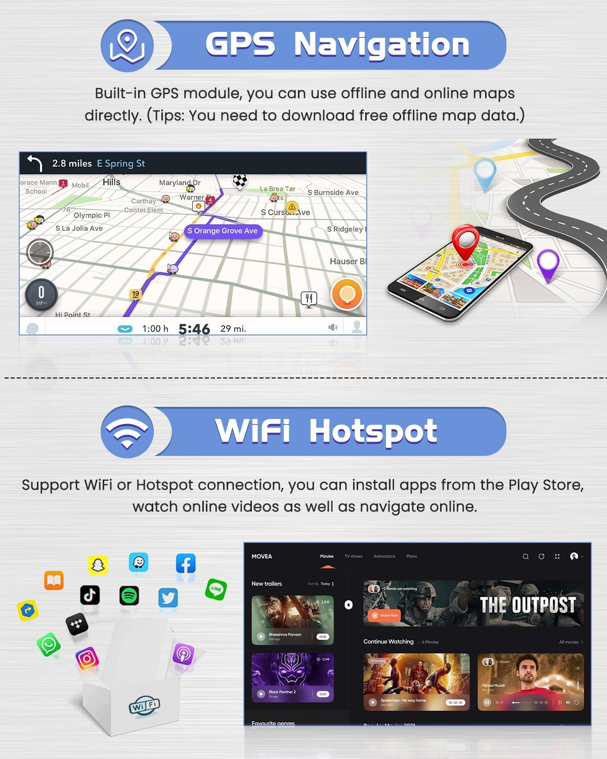 Hikity Android 15 Autoradio 9" per Fiat Doblo/Opel Comb - immagine 4