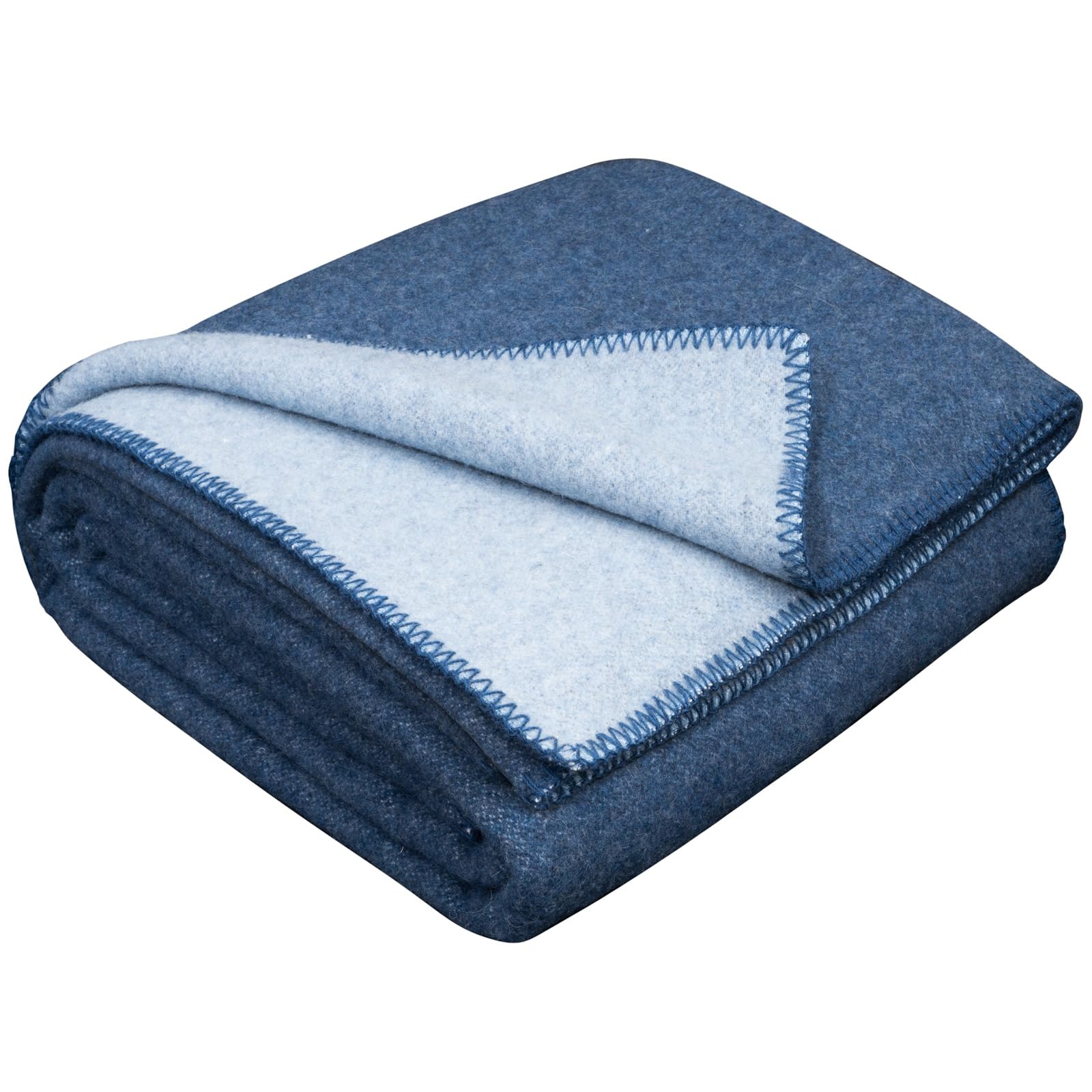Coperta Lana Pura 130x170cm - Blu Doppio Lato