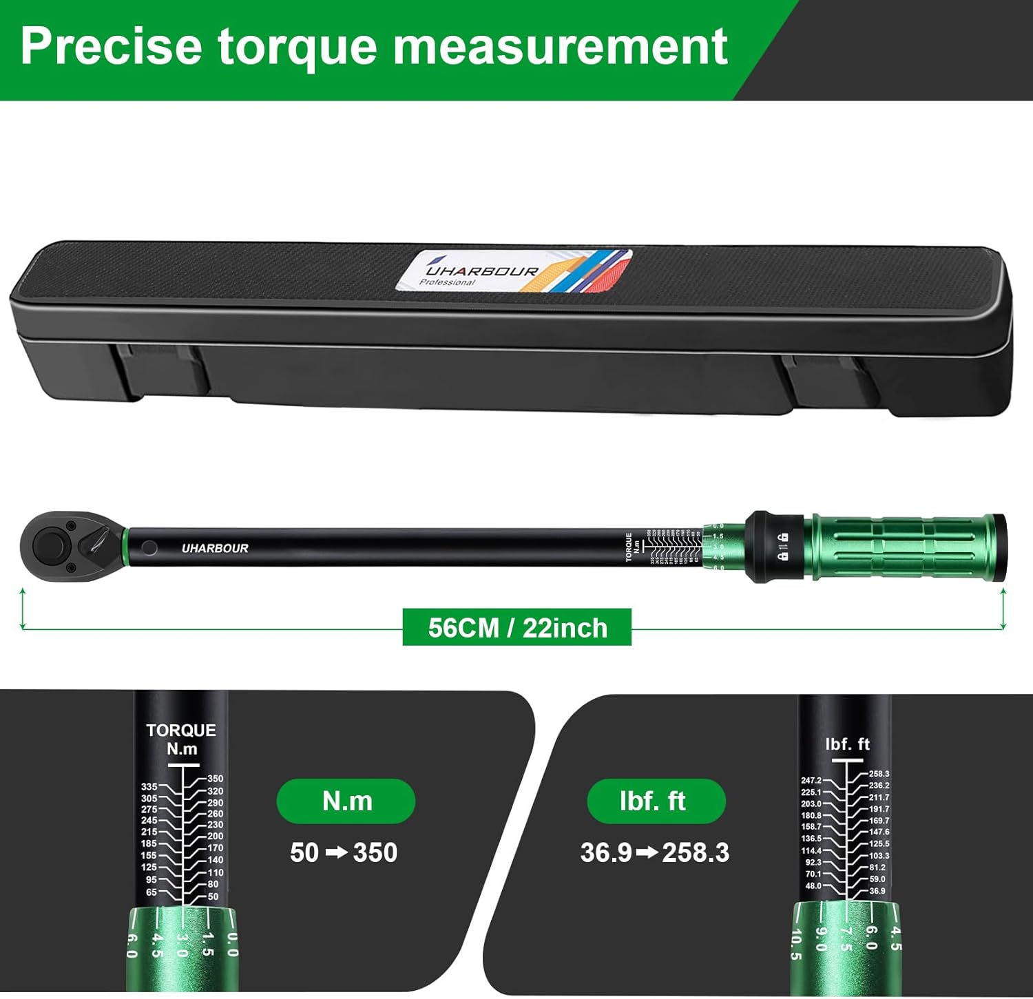 Chiave Dinamometrica per Auto 1/2" Bidirezionale 50-350Nm - immagine 2