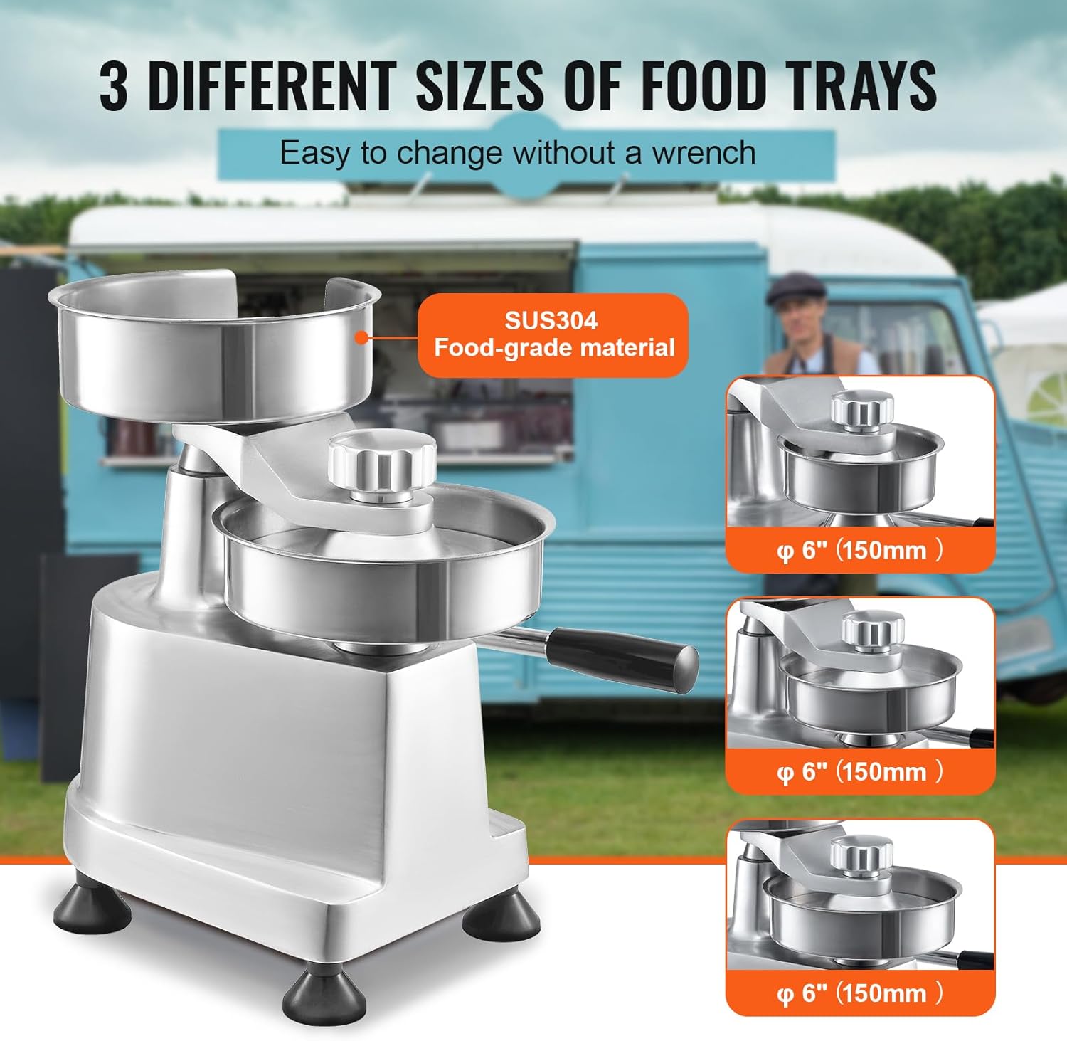 VEVOR Macchina per Hamburger Commerciale con 3 Stampi - immagine 3