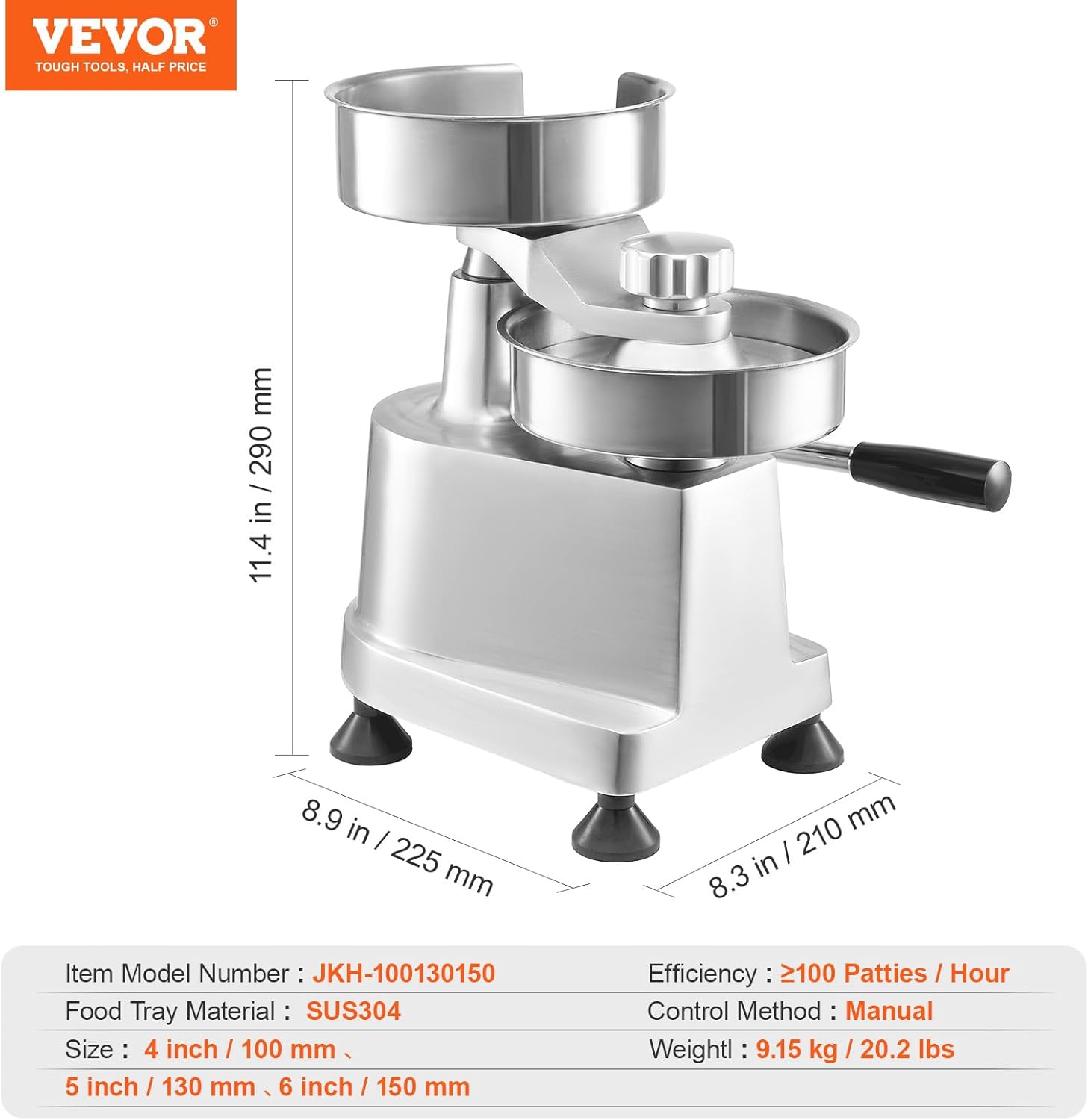 VEVOR Macchina per Hamburger Commerciale con 3 Stampi - immagine 7