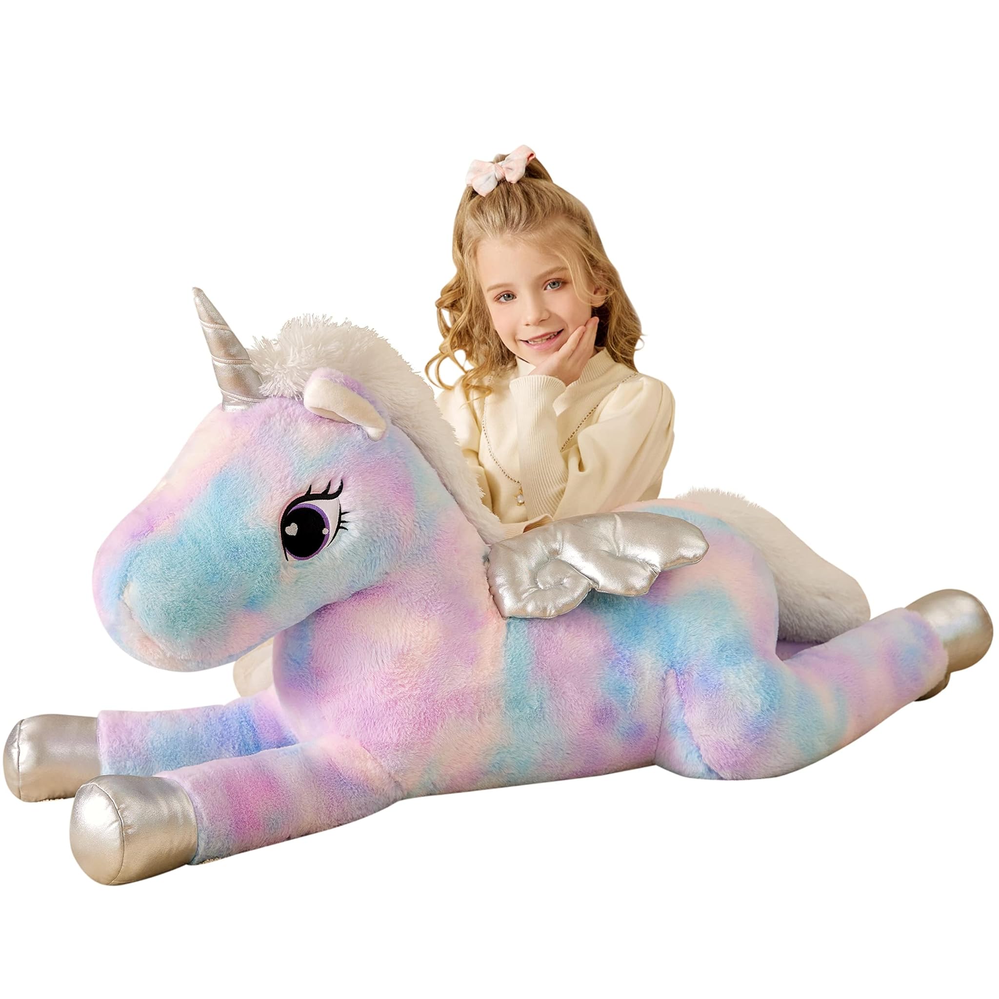 EARTHSOUND Peluche Unicorno Gigante Morbido 110cm