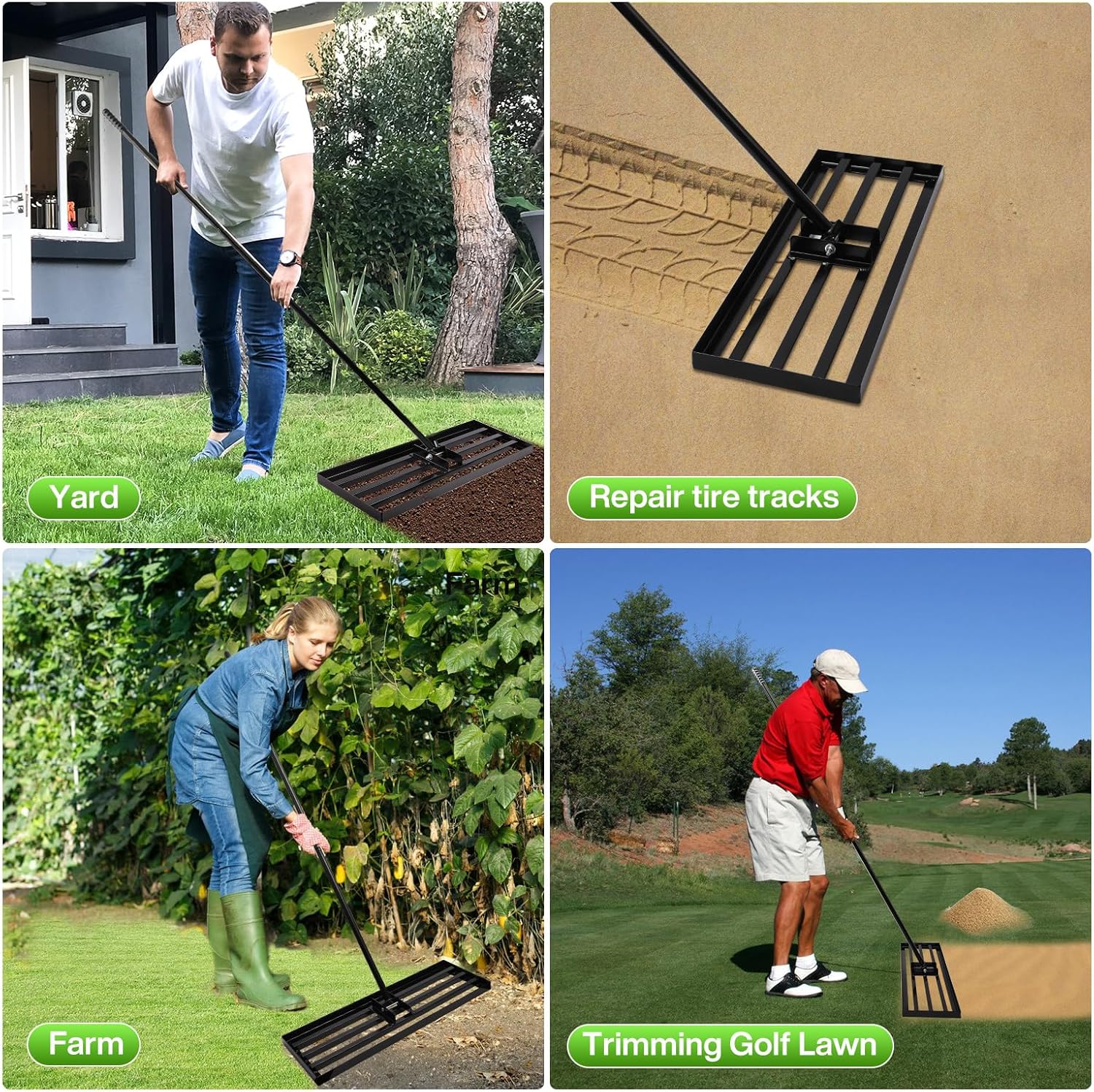 Rastrello per Livellamento Prato 183x41x25 CM - immagine 6