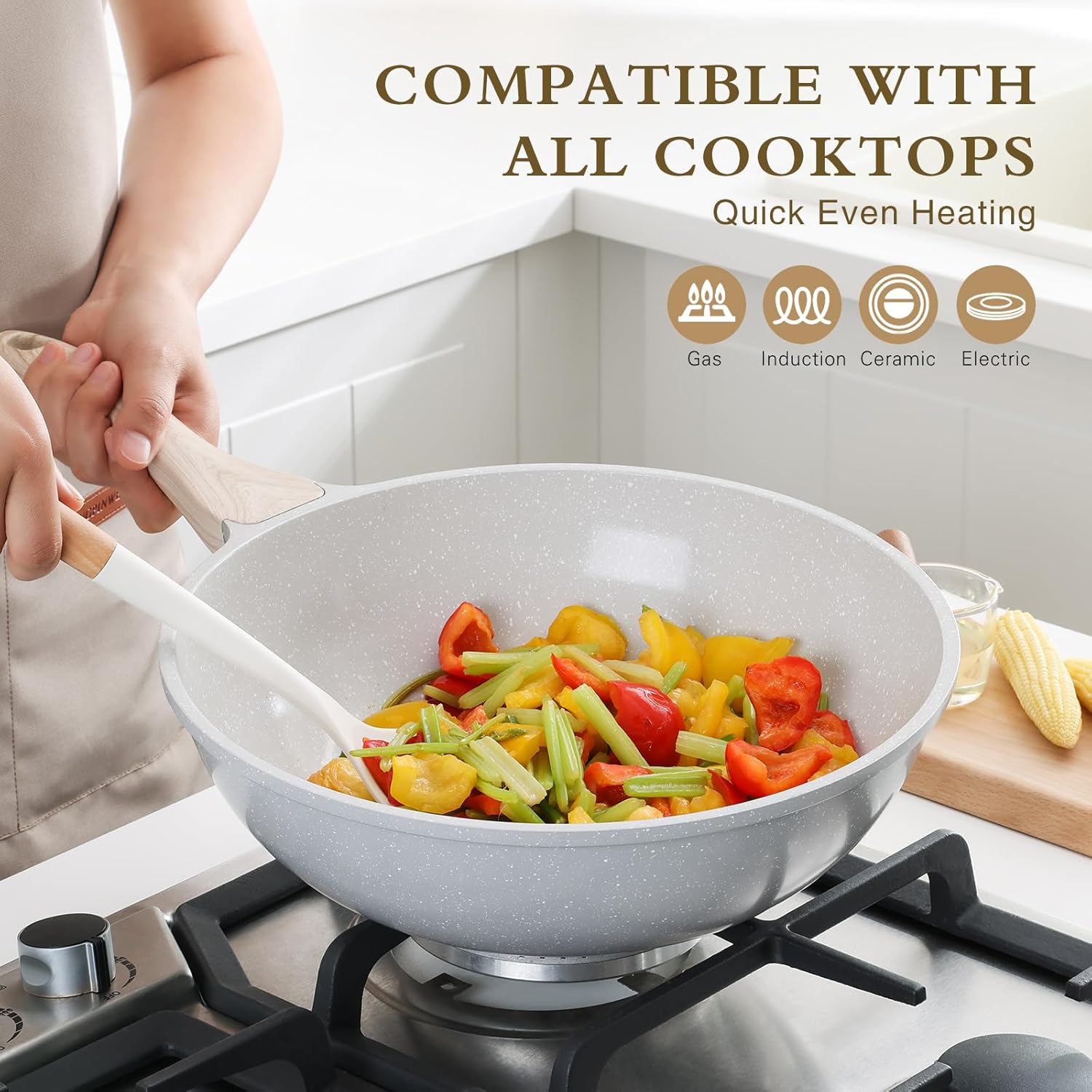 Kordisen Wok Ceramica 30 cm con Coperchio - immagine 3