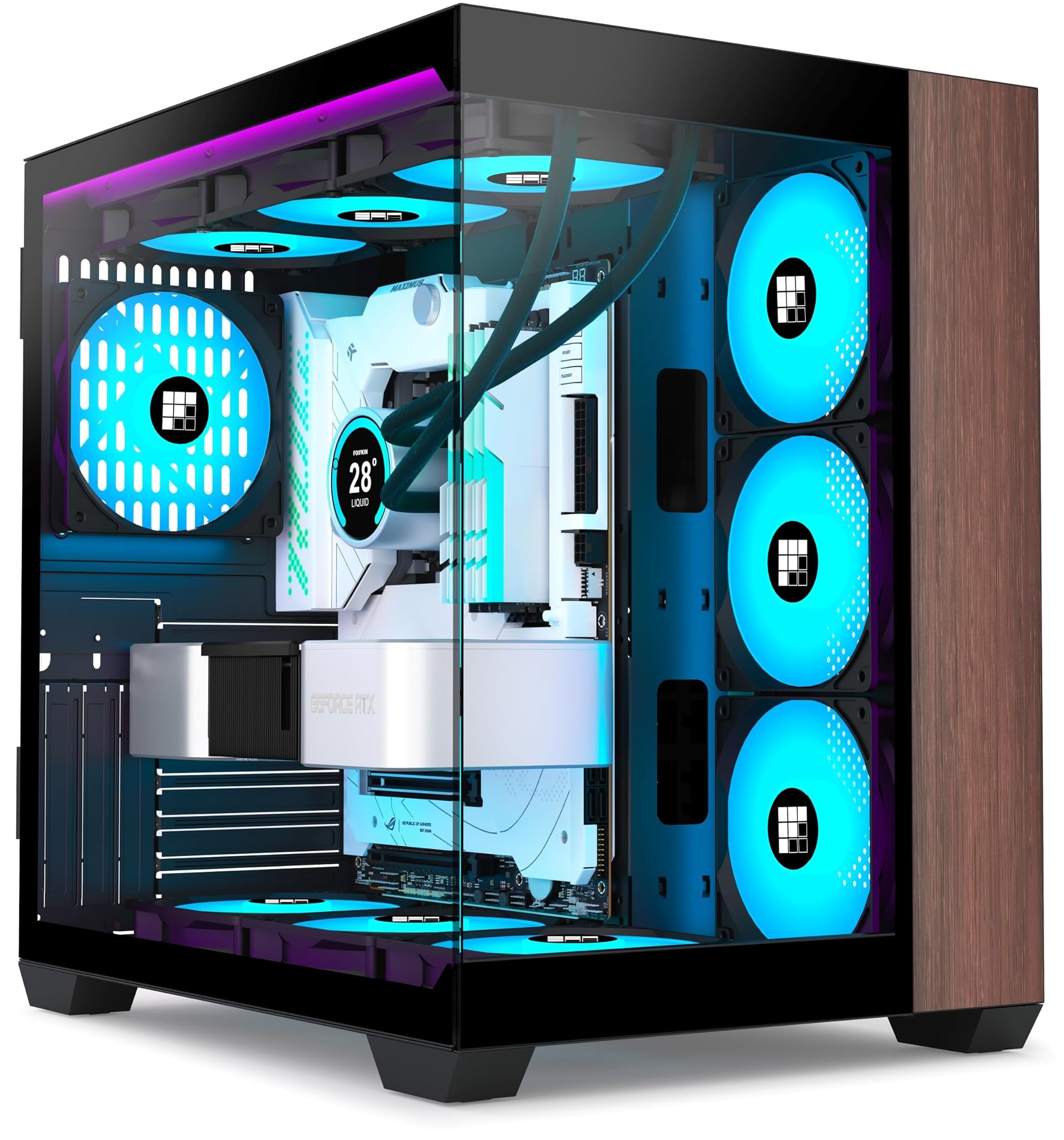 Foifkin Case PC ATX Mid-Tower con Pannello Noce (Nero)