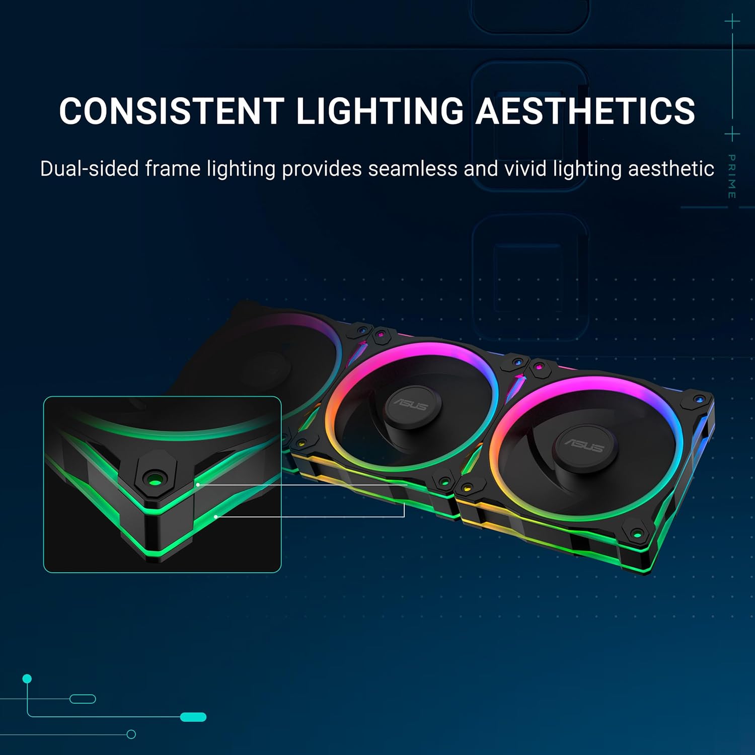 Asus Prime MR120 ARGB - Ventola per Case 120mm, 3 Pezzi, Nero - immagine 4