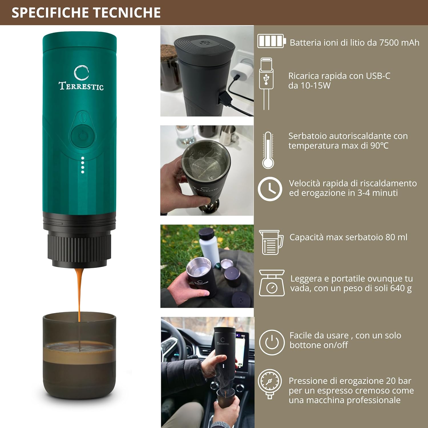 Dose Macchina Caffè Espresso Portatile Elettrica - immagine 4