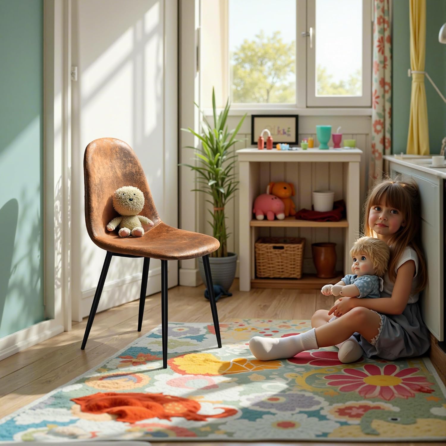 Furniturer Sedia a Dondolo da Allattamento Marrone