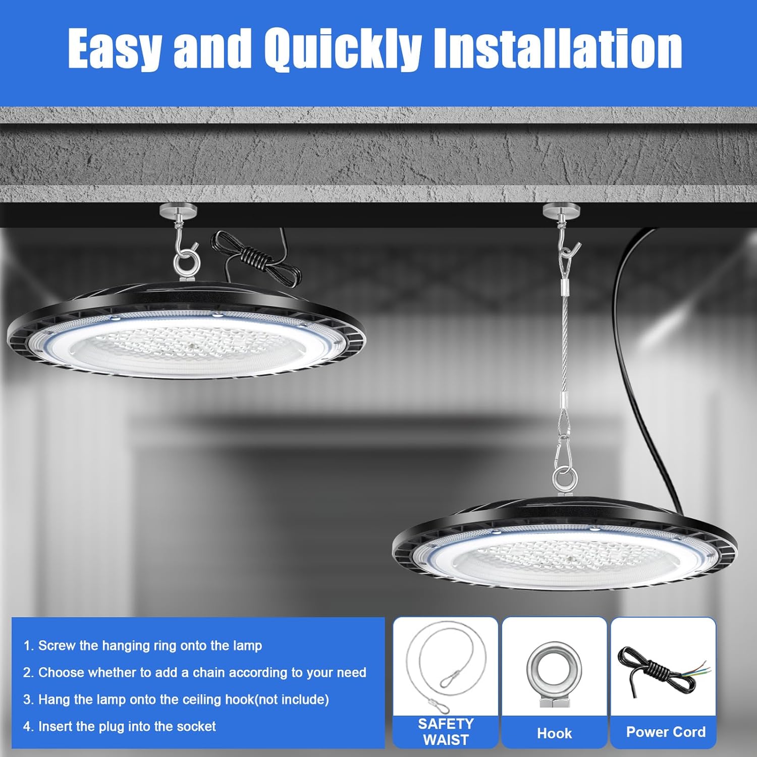 DIKHEE Faretto LED UFO High Bay 100W IP65 - immagine 7