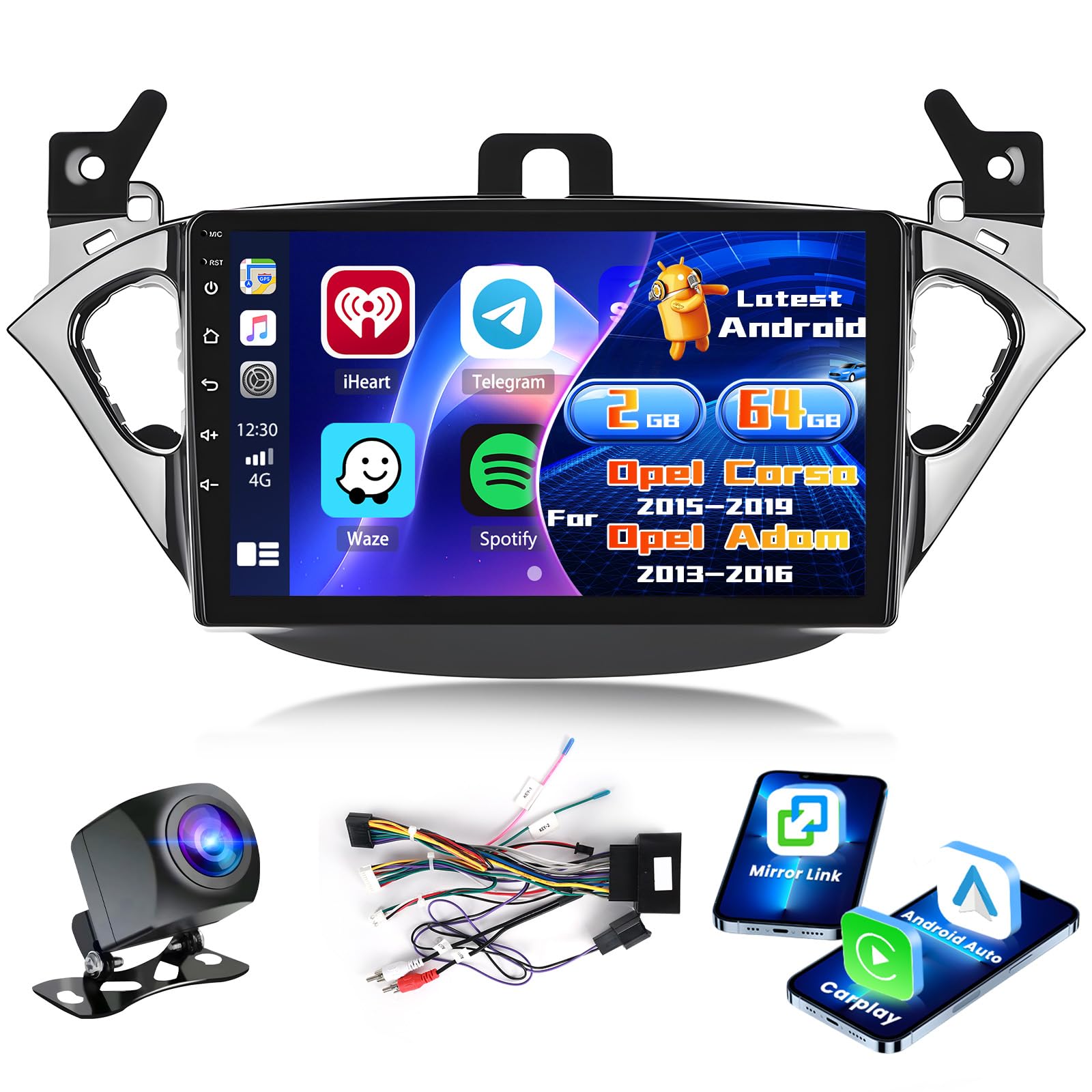 Autoradio Android 2+64G per Opel Corsa/Adam 9 Pollici