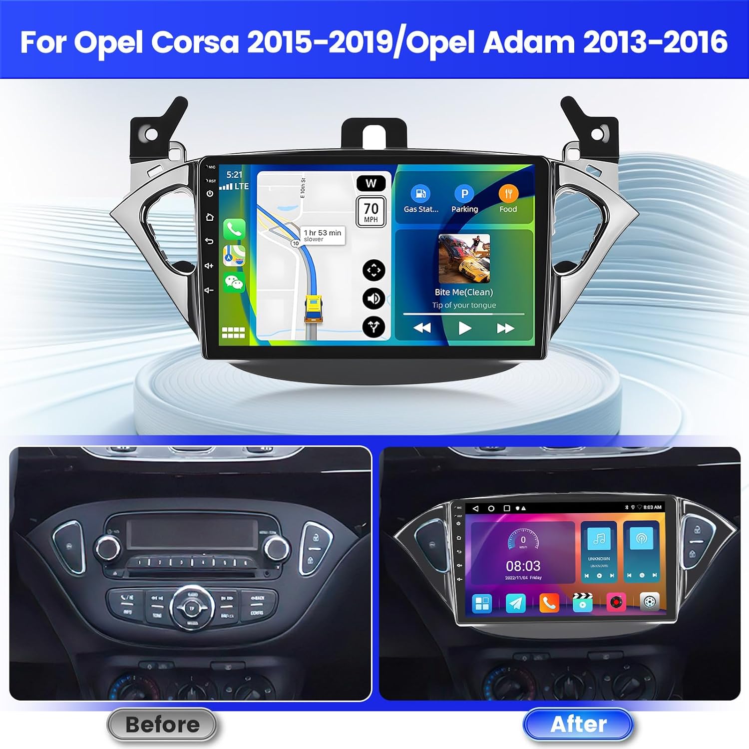 Autoradio Android 2+64G per Opel Corsa/Adam 9 Pollici - immagine 2