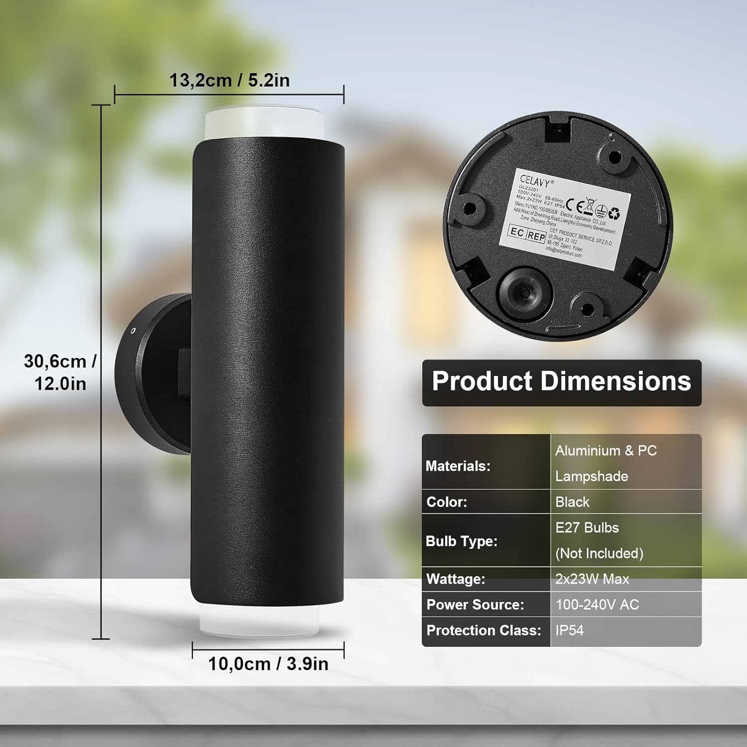 Celavy Lampada da Esterno Nera Rotonda IP54 - immagine 6