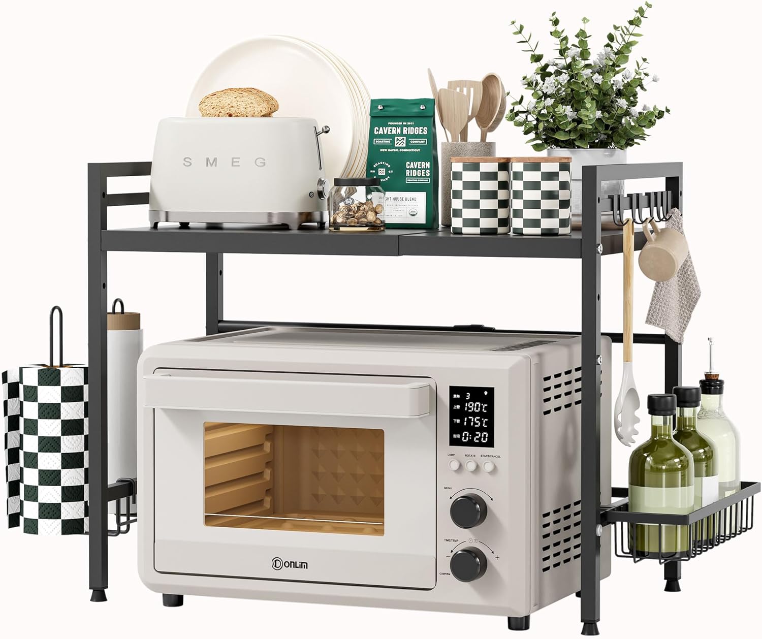 Netel Mensola Microonde Allungabile 2 Livelli, Nero - immagine 1