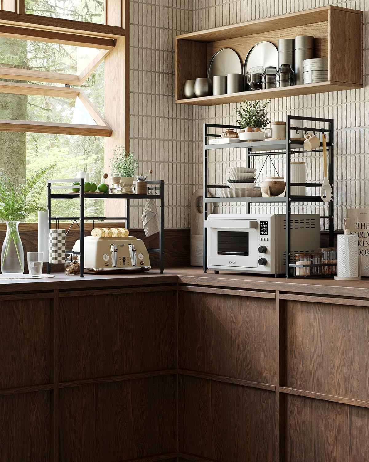 Netel Mensola Microonde Allungabile 2 Livelli, Nero - immagine 2