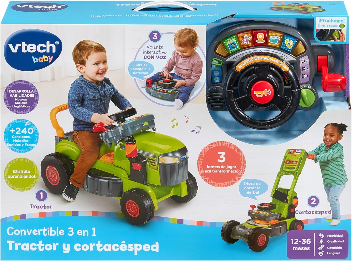 Vtech Baby Convertible 3 in 1 - Trattore e Tosaerba Verde - immagine 5