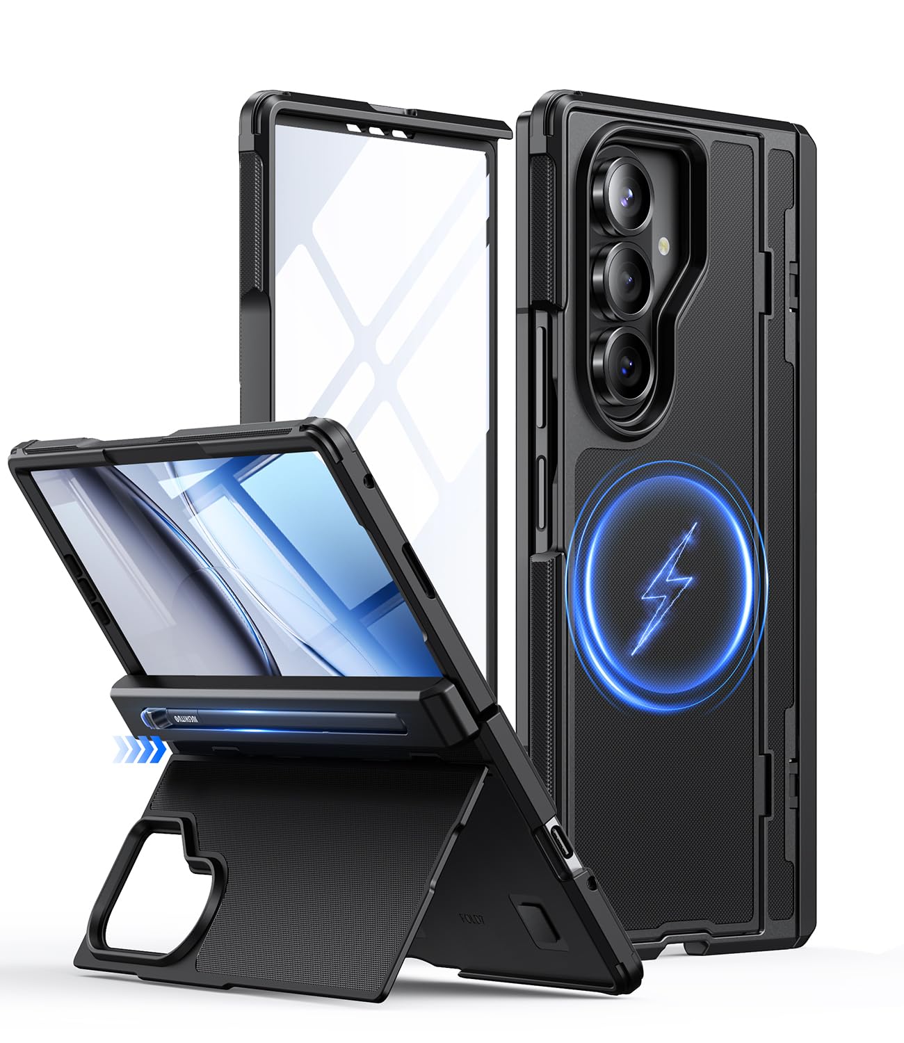 Jueshituo Custodia per Samsung Galaxy Z Fold 7, Nero