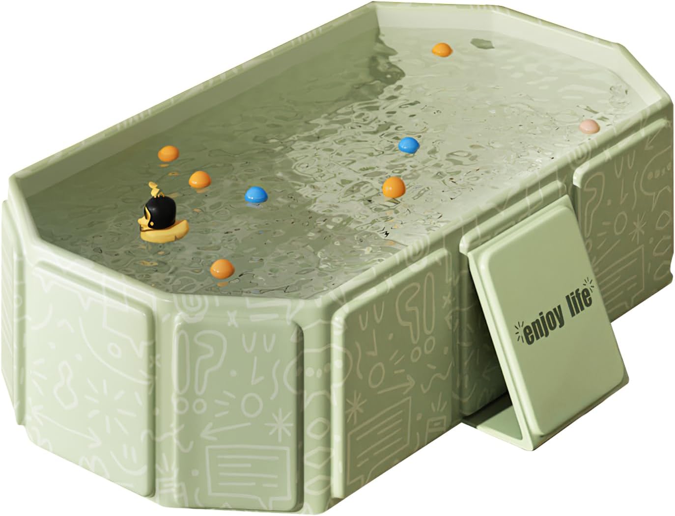 Vasca da Bagno Pieghevole Portatile per Bambini, Verde - immagine 1