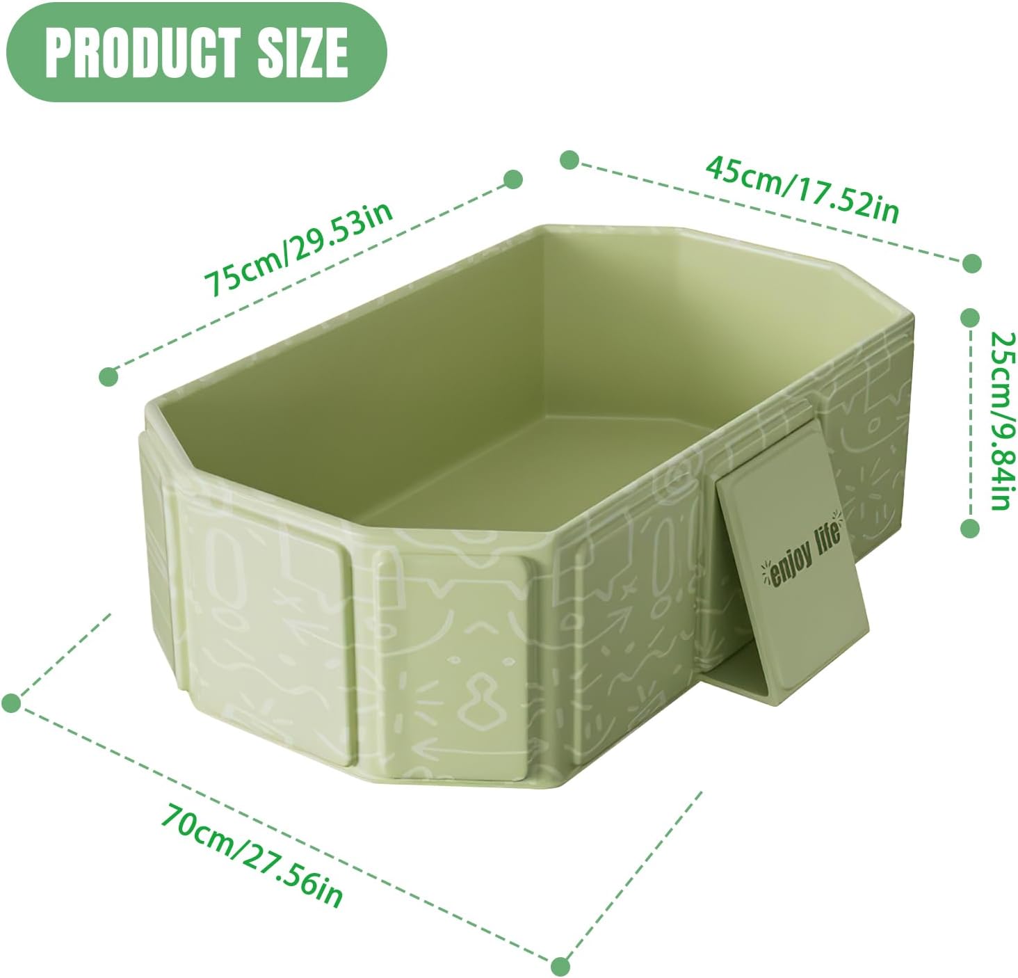 Vasca da Bagno Pieghevole Portatile per Bambini, Verde - immagine 2