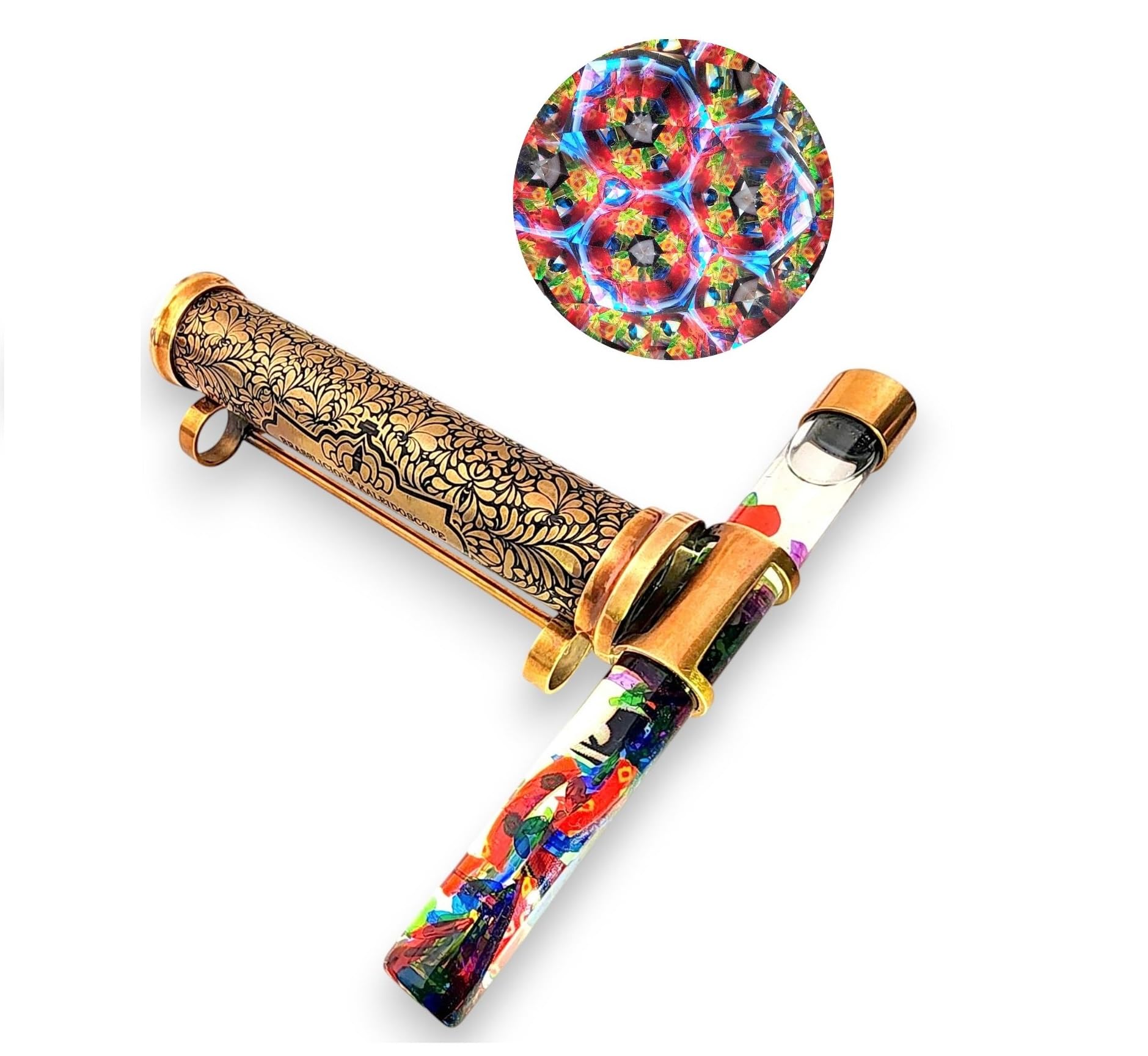 Caleidoscopio in Ottone con Glitter e Supporto