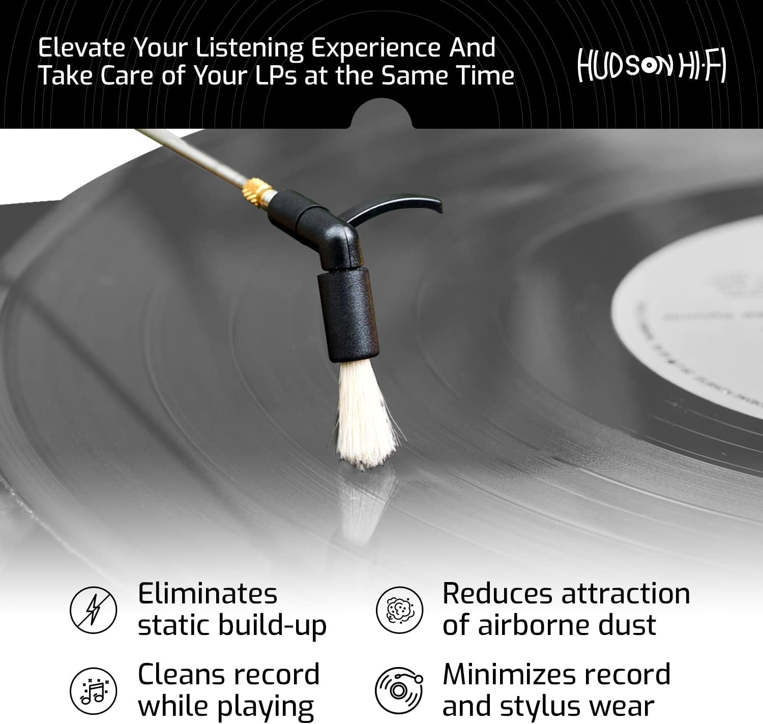 Hudson - Spazzola Anti Statico per Pulizia Dischi Vinile - immagine 3